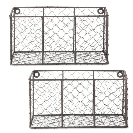 MADE4MANSIONS Small Vintage Grey Wall Mount Chicken Wire Basket - Set of 2 MA2568175